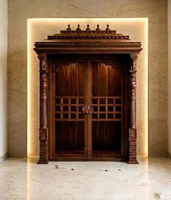 Porte d'entrée principale en teck birman de style antique pour salle de prière, porte en bois traditionnelle professionnelle détachable avec design sculpté, durable