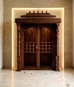 Puerta Principal de Teca de Birmania Estilo Antiguo para Sala de Pooja, Puerta de Madera Tradicional Desmontable Profesional con Diseño Tallado, Reino Unido - Product Image 5