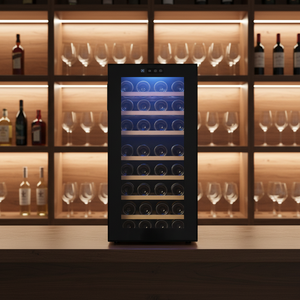 Enfriador de Vino Inteligente de Una Sola Zona con Compresor, 330L, 108 Botellas, Refrigerador para Bodega - Product Image 4