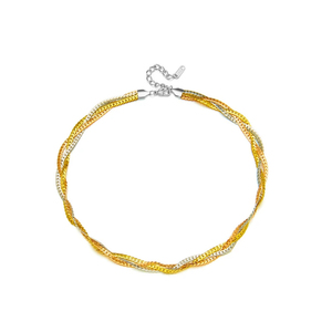 Collana Girocollo con Ciondolo in Acciaio Inossidabile, Nuova Moda di Lusso, 3 Colori, Catena Spessa Intrecciata per Donne - Product Image 1