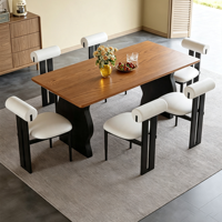 Table et chaises de salle à manger rectangulaires en bois massif simples, adaptées aux salles à manger domestiques, aux hôtels et aux appartements