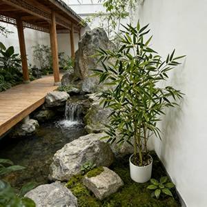 Planta artificial de bambú en maceta, bonsái artificial de bambú, bambú - Product Image 3