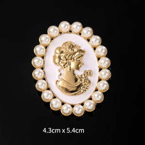 Gros Manteau Vintage Broches Femmes Rétro Reine De Beauté Acrylique Pierre <span class=keywords><strong>Camée</strong></span> Perle <span class=keywords><strong>Broche</strong></span> Pour Les Filles - Product Image 2