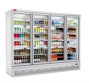슈퍼마켓 에너지 효율 유리제 전시 냉각장치 상업적인 냉장고