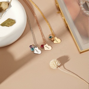 Blanko Schmuck Geschenk Geburtssteine Herz-Anhänger Halskette Münze Einzigartiges Geburtstagsgeschenk Handgefertigter Gravierter Herbst-Schmuck Peridot-Anhänger - Product Image 3