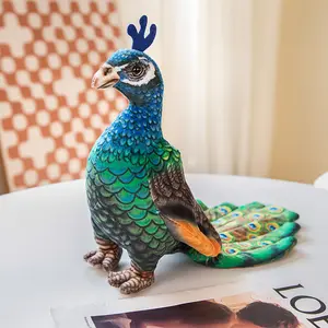 Realistic Bird Soft Toy Home Decorations Adults Kids Gifts Lifelike Zoo Animal Stuffed Plush Bird Peacock Toys