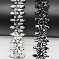 Bordure en strass thermocollante à dos plat motif cristal pour vêtements, chaussures, sacs, nail art - Garnitures en dentelle perlée avec perles de verre