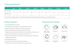 Equipo veterinario de alta calidad que acomoda una variedad de especies Monitor de multiparámetros portátil Dispositivo de hospital veterinario - Product Image 4