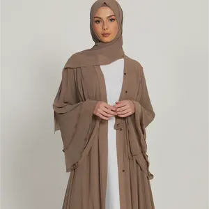 Brown Chiffon drapieren Gefühl erfrischend muslimischen Frauen rock Design Gefühl Frauen rock Abaya neuen Stil Frauen rock