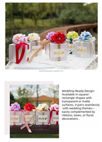 Boîte à cadeaux personnalisée pour mariage, boîte artisanale avec ruban, fleur, PVC transparent givré, boîte à bonbons carrée avec logo personnalisé, tailles personnalisables