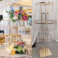 Centre de table de mariage, bougeoirs, perles, cristal, support à fleurs doré pour la décoration de fête et de la maison