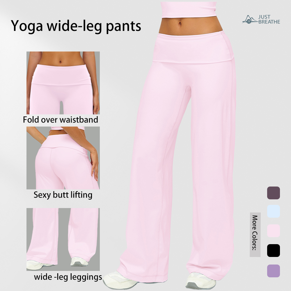 Women Workout Flared Gym Flare Leggings High Waist Yoga Leggings Fold Over Yoga Pants Tummy Control Sports Wear