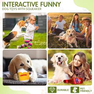 Interaktif komik yavru diş çıkarma küçük köpek oyuncak seti gıcırtılı peluş bira şişesi su şişesi toplu interaktif Pet oyuncaklar - Product Image 4