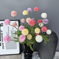 Bunga Krisan Bola Dandelion Sutra Buatan, Realistis, Buatan Tangan, Bunga Palsu Modern Ramah Lingkungan untuk Pernikahan dan Rumah