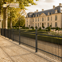 Clôture en aluminium noir thermolaqué avec poteaux à pointes soudés pour jardin extérieur, sécurité et intimité