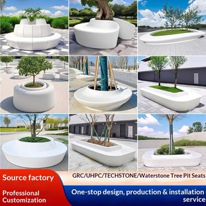 ม้านั่งยาวสำหรับสวนกลางแจ้ง ทำจากไฟเบอร์กลาส GRC สำหรับวางต้นไม้  พร้อมที่นั่งริมสระน้ำ  วัสดุ UHPC เทอร์ราซโซ่ คอนกรีต เทโกสโตน  รับสั่งทำตามแบบ ผลิตในกวางตุ้ง - Product Image 5