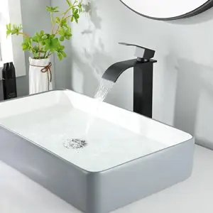 Rubinetto della cascata del lavandino del bagno, rubinetto nero del bagno, singolo rubinetto del lavandino della cascata della maniglia, rubinetti del bagno,