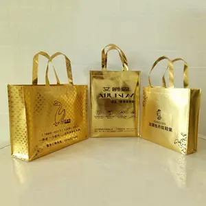 Custom Grote Capaciteit Gelamineerd Non-woven Tote Silver Metallic Herbruikbare Retail Premium Boodschappentas