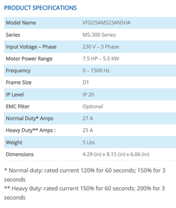 เดลต้า MS300 VFD25AMS23ANSHA 3 เฟส 200~240V 5.5KW ไดรฟ์ความถี่แปรผัน - Product Image 2