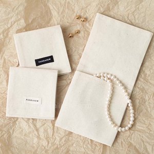 Pochette en coton personnalisée avec logo imprimé pour bijoux, rangement écologique pour bagues, colliers, boucles d'oreilles, pour emballage de shopping - Product Image 4