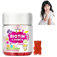 Gommes à mâcher à la biotine 5000 mcg pour enfants, complément vitaminique pour la croissance des cheveux, favorise la santé de la peau et des ongles, sans OGM et sans gluten