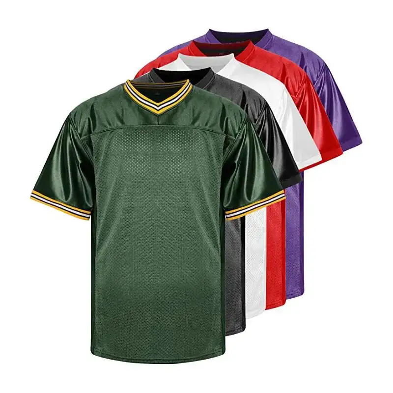 เสื้อเจอร์ซีย์ฟุตบอลระบายอากาศได้ดีเสื้อทีมอเมริกันฟุตบอลปักลายเสื้อทีม