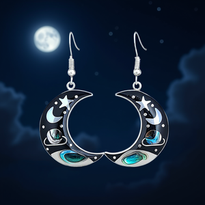 Orecchini pendenti a forma di luna per donna, in lega placcata argento con cristalli e strass, stile bohémien, gioielli da festa, orecchini alla moda. - Product Image 2