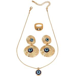 Estilo de vacaciones bohemio diseño creativo joyería sentido diablo ojo anillo pendiente collar conjunto para mujer - Product Image 5