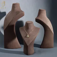 Présentoir de Luxe Unique en Velours pour Colliers, Mannequin de Présentation de Bijoux, Buste de Présentation de Bijoux