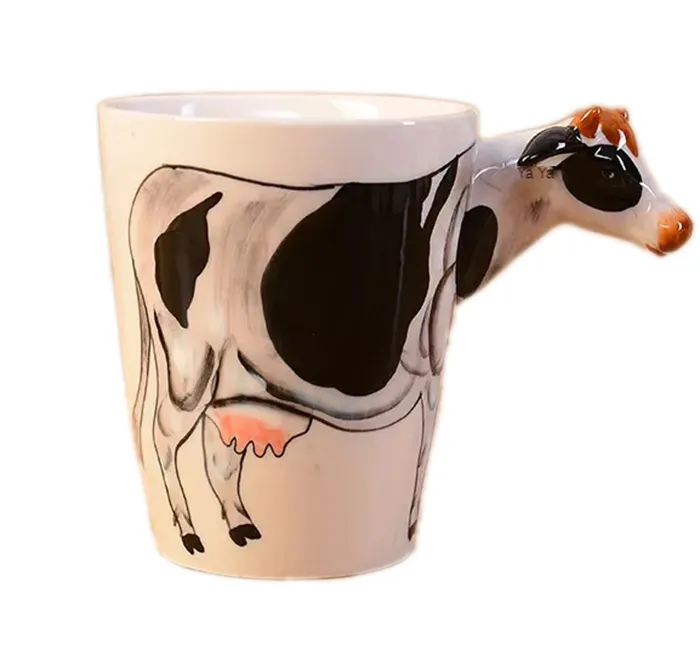 high quality novelty 3D animal zebra cow camel decoration shape porcelain ceramic coffee milk mug cup