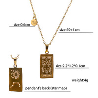 Collier pendentif classique avec carte de tarot des 12 signes du zodiaque, plaqué or 18 carats, acier inoxydable, étanche, anti-ternissement, cadeau pour femme, bijoux