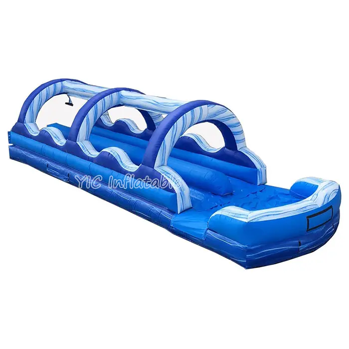 Interesting Summer Outdoor Inflatable Blue Tropical Water Slip N Slide 2 Dual Lanes Water Slide For Water Park Rental