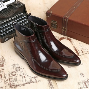 Men's Trendy Black Leather Men's Outdoor Walking <b>Boots</b> Daily Casual Party Leather <b>Boots</b> - Product Image 6