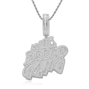 จี้สร้อยคอแบบฮิปฮอป JUXIN ประดับเพชร CZ ทรงบาแก็ตต์ ตัวอักษร BREAD GANG สั่งทำได้ - Product Image 3