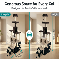 Arbre à chat en sisal moderne et luxueux, écologique, à 5 niveaux, avec thème de Noël, pour grands chats d'intérieur et chatons - Perchoir en peluche