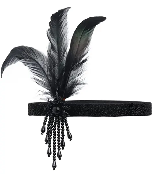 1920s Flapper Feather Headband 1920s Beaded Headpiece Great Gatsby Costume Accessories Roaring 20's Accessories C1225