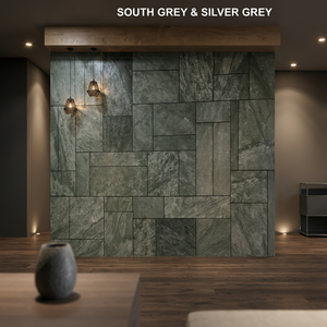 Paneles de Pared 3D de Mármol Gris Sur y Gris Plateado, Revestimiento de Piedra Decorativo Interior Moderno y Contemporáneo - Product Image 4