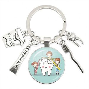 Wholesale Custom Promotional <b>Gift</b> Glass Dentist Keychain Toothbrush Toothpaste Teeth Dentist Alloy Metal Key Chains Accessories - Product Image 6