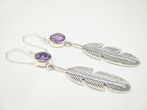 Pendientes Colgantes de Amatista Natural Hechos a Mano, Plata de Ley 925, Joyería de Piedras Preciosas Auténticas para Mujer, Venta al por Mayor, Estilo Vintage para Bodas - Product Image 3