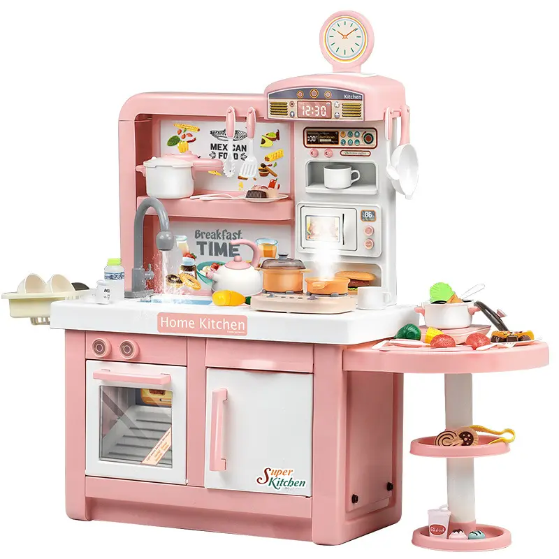 Mädchen Luxus 100 cm Kinder Küchentisch Spielzeug Küche-Set mit Herd Nebel Sprüh-Spielzeug Simulation Kinderspielzeug Küche