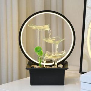 Glass Lotus Leaf Water Fountain With Led Light Minimalist Desk Decor Office Supply Round Shape Single Piece Package - Product Image 1