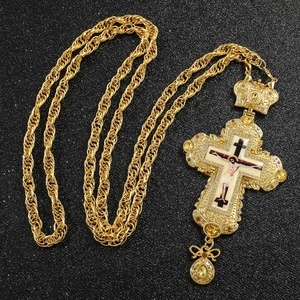 European American Hot-Selling Religious Zinc Alloy <b>Cross</b> Zircon Electroplated Bamboo <b>Chain</b> Necklace Collarbone Sporty Unisex - Product Image 4