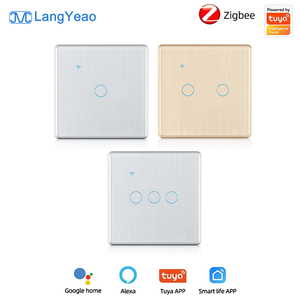 สวิตช์สัมผัสอัจฉริยะ LangYeao Tuya Zigbee ไม่ต้องใช้สายนิวทรัล ไม่ต้องใช้คาปาซิเตอร์ รีเลย์แม่เหล็ก ใช้งานร่วมกับ <span class=keywords><strong>Alexa</strong></span> Google Home ได้ 1/2/<span class=keywords><strong>3</strong></span> ช่อง - Product Image 1