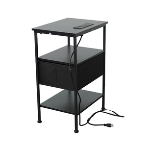 Table de <span class=keywords><strong>chevet</strong></span> avec tiroir réglable, table d'appoint à plusieurs niveaux avec station de charge pour salon et chambre à coucher - Product Image 2