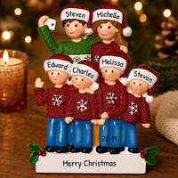 Ornement de Noël en résine pour famille et couple, avec smartphone, chapeau et pull tricoté, à suspendre à l'arbre, cadeau moderne