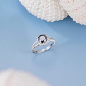 แหวนเพชรสีเงิน S925สุดอินเทรนด์สำหรับผู้หญิงแหวนแต่งงานทรงกลมเจียระไนเพชรสีเงิน S925 - Product Image 6