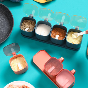 Vente en gros de pots à épices pour la cuisine à domicile D033-D034, 4 oz, en plastique carré avec cuillère - Product Image 2