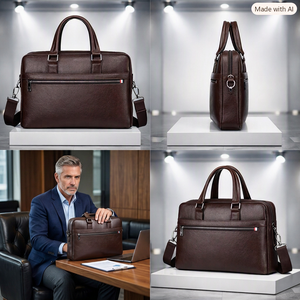 Porte-documents d'affaires portable unisexe en cuir véritable Wriza, durable, avec fermeture à rabat, luxueux, souple, pour le bureau, les voyages et l'usage quotidien - Product Image 6