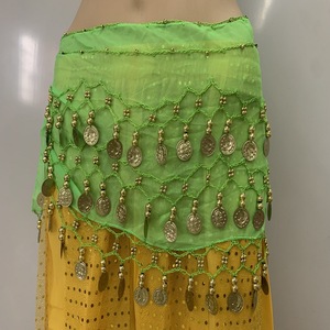 Foulard de <span class=keywords><strong>danse</strong></span> orientale pour danseuse, 3 couches, motif crochet avec pièces d'or, polyvalent et tendance - Product Image 3