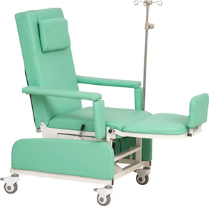 Klinikler hastaneler için IV kutup hasta koltuğu katlama özelliği ile manuel uzanmış diyaliz hastane sandalyesi - Product Image 3